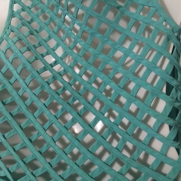 Teal lattice back A line dress size large - Picture 7 of 11